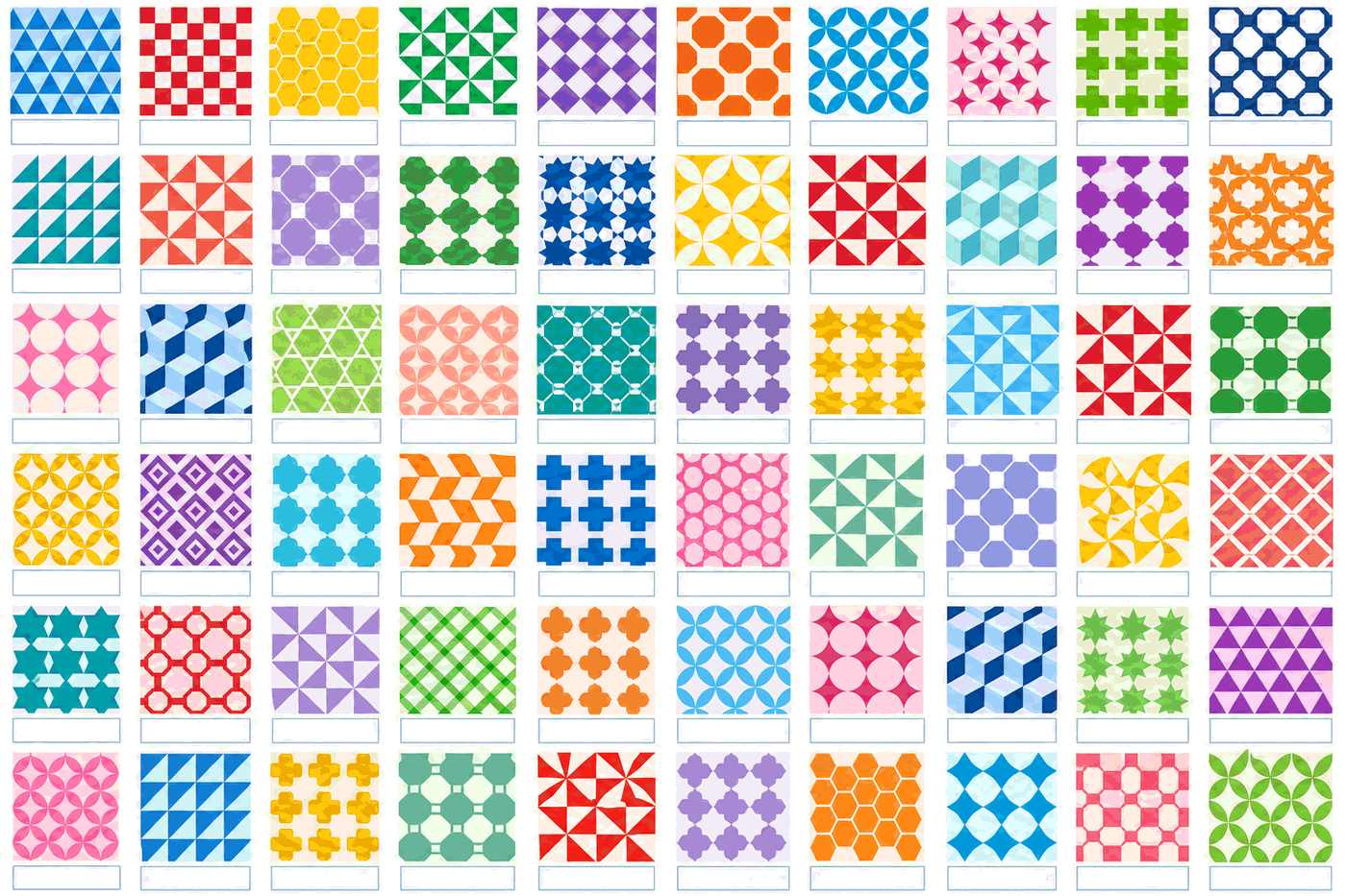 Chart showing examples of wallpaper symmetry groups