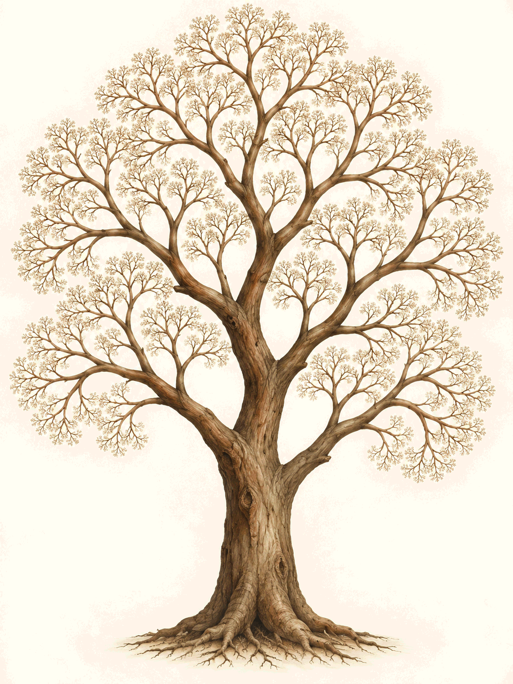 A recursively branching fractal tree generated by an L-system