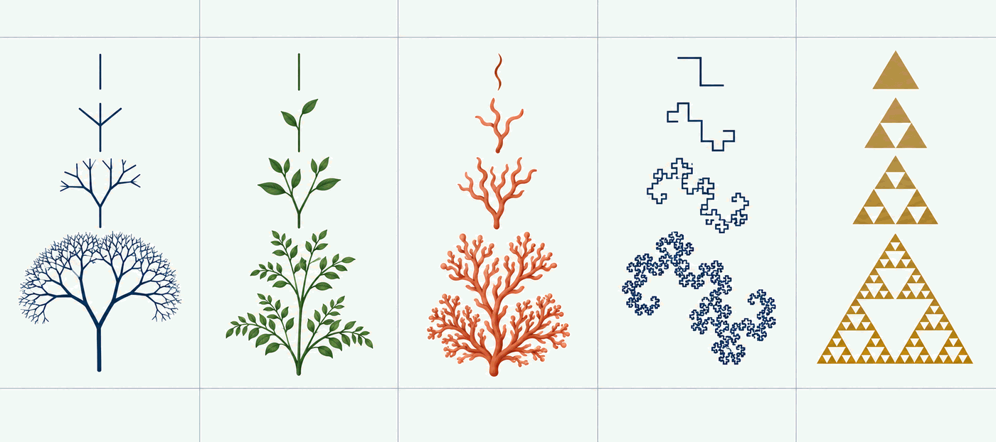 Visual reference of common L-system pattern families