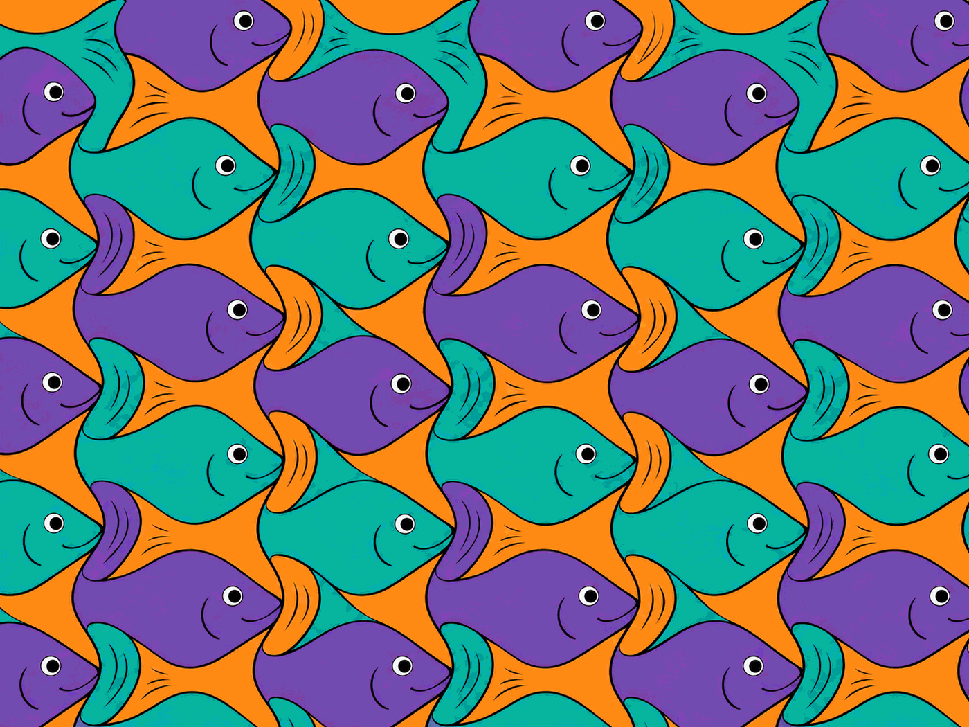 Original fish-like interlocking tessellation pattern