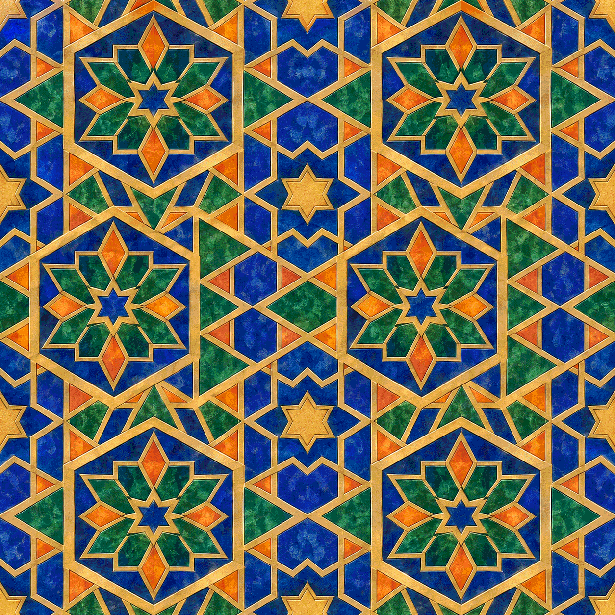 Islamic geometric tiling with stars and hexagons